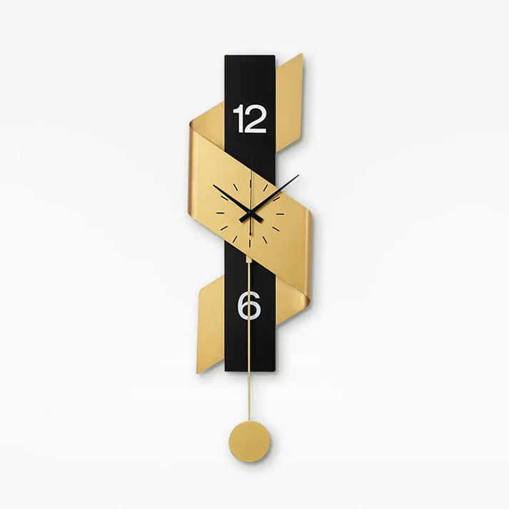 Modern Geometric Gold & Black Digital Wall Clock Oversized Wall Decor