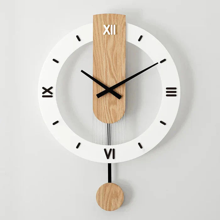 Nordic Modern Solid Wood Mute Swing Clock